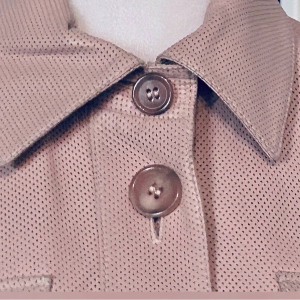Vintage HUGO BOSS Lamb Leather Pink Peach Trench Coat Belted Waist Extra Small - Picture 10 of 16